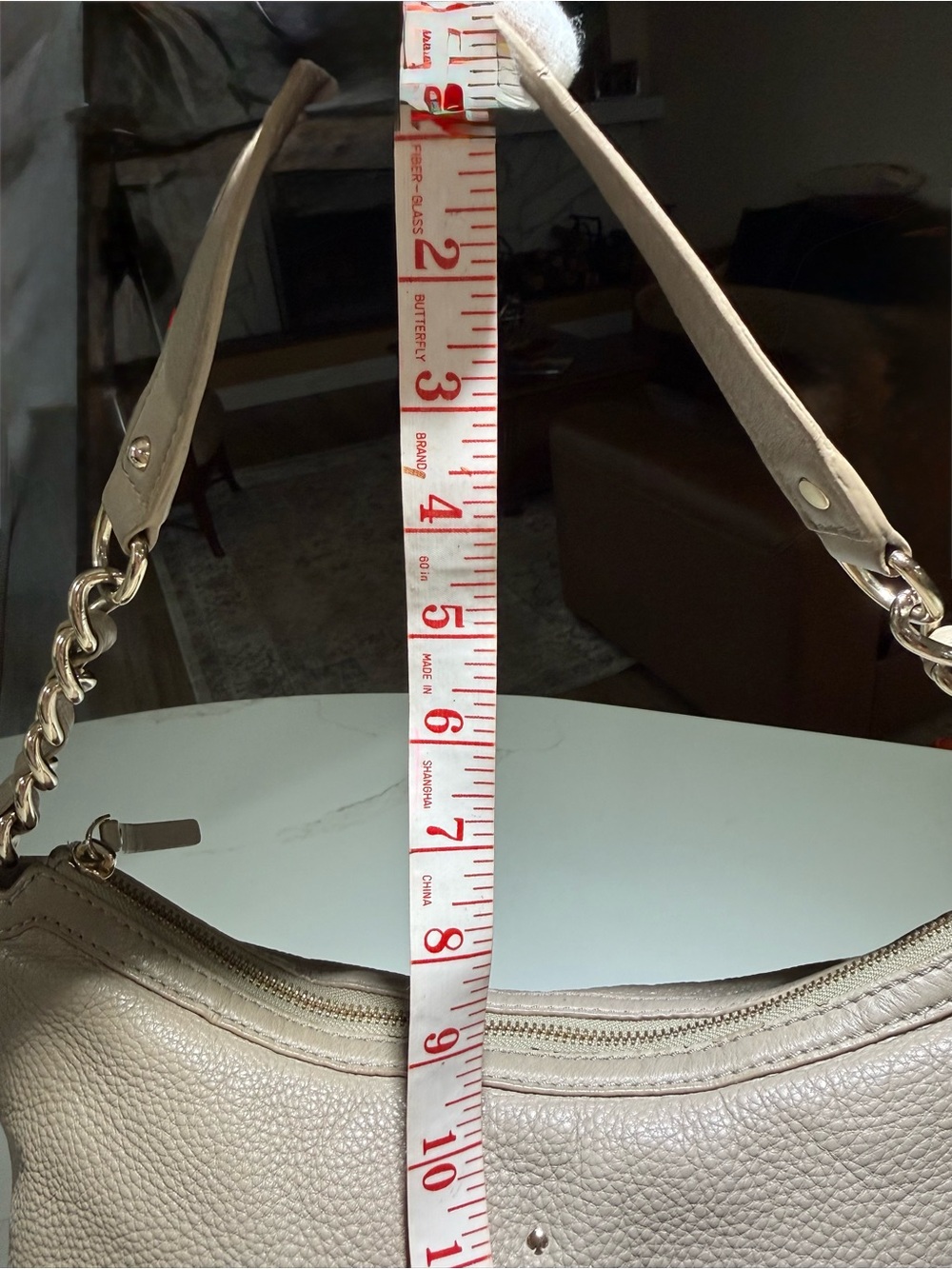KATE SPADE Leather Hobo Shoulder Chain Strap Bag, Beige/Tan/Taupe - Picture 13 of 14